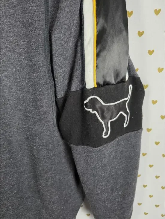 Victorias Secret Pink Rare Embroidered Dog Logo Quarter Zip Hooded Jacket SMALL - Picture 6 of 7